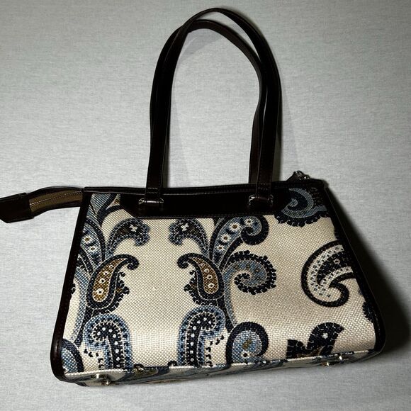 Spartina 449 Daufuskie Island paisley print satchel bag in linen and leather - Picture 4 of 6